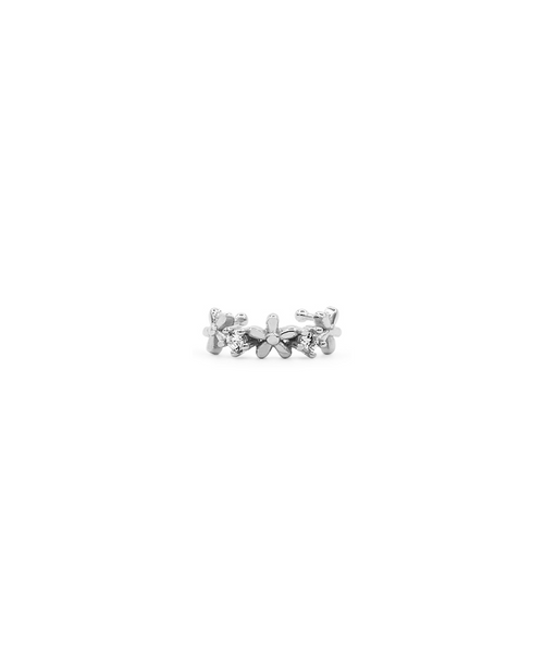 Flower Girl Ear Cuff, Ohrringe silber, Produktfoto, Front View