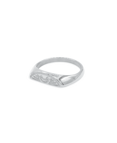 Tied Ring - Moon, Ring siber, Produktfoto, Side View